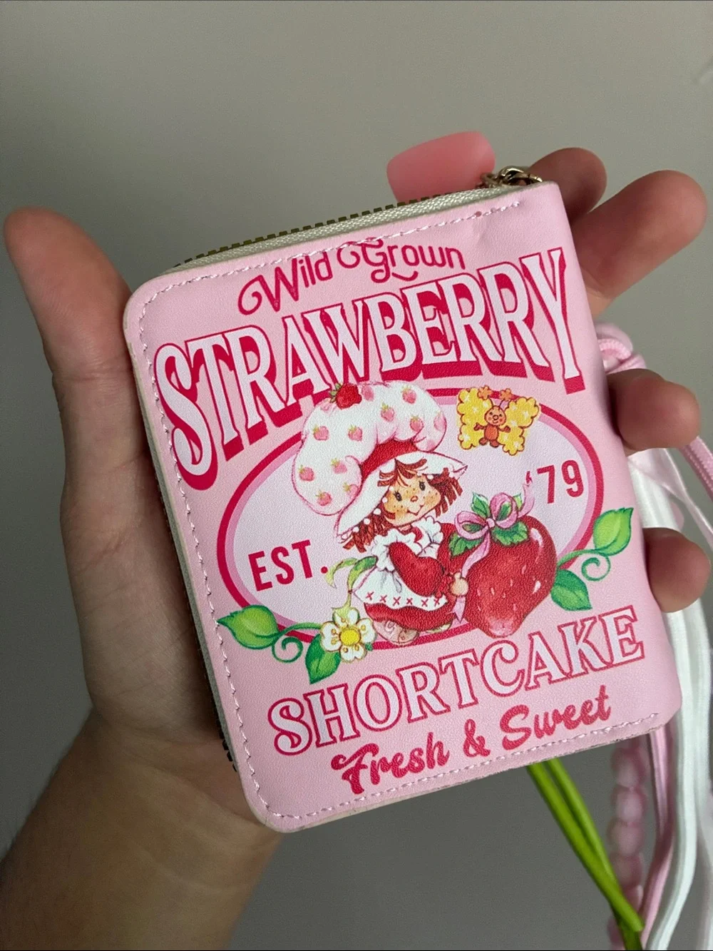Strawberry Shortcake Pink Charm Wallet Keychain